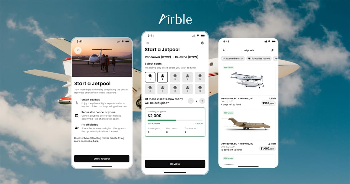 Airble Launches Jetpooling / Group-Chartering