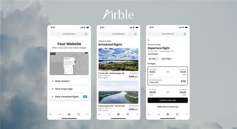Airble Expands Booking Widget to Include Scheduled Flights